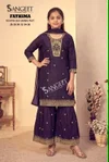 Fathima By Sangeet Vichitra Blooming Silk Kids Girls Wear Kurti Set